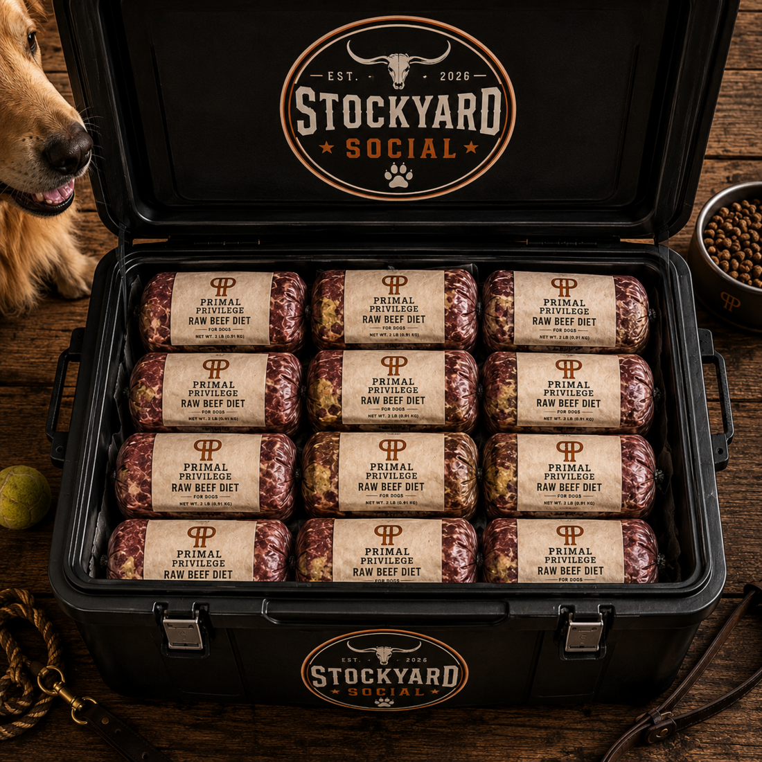 Primal Privilege raw beef dog food cooler