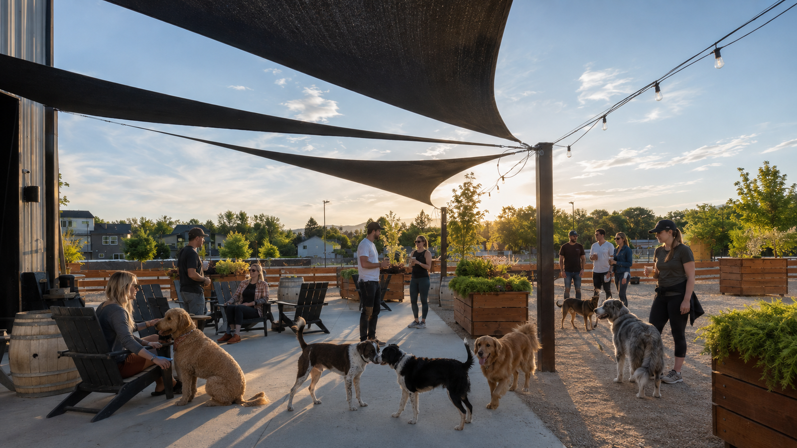 Dogs and their people spending the day together at the Stockyard