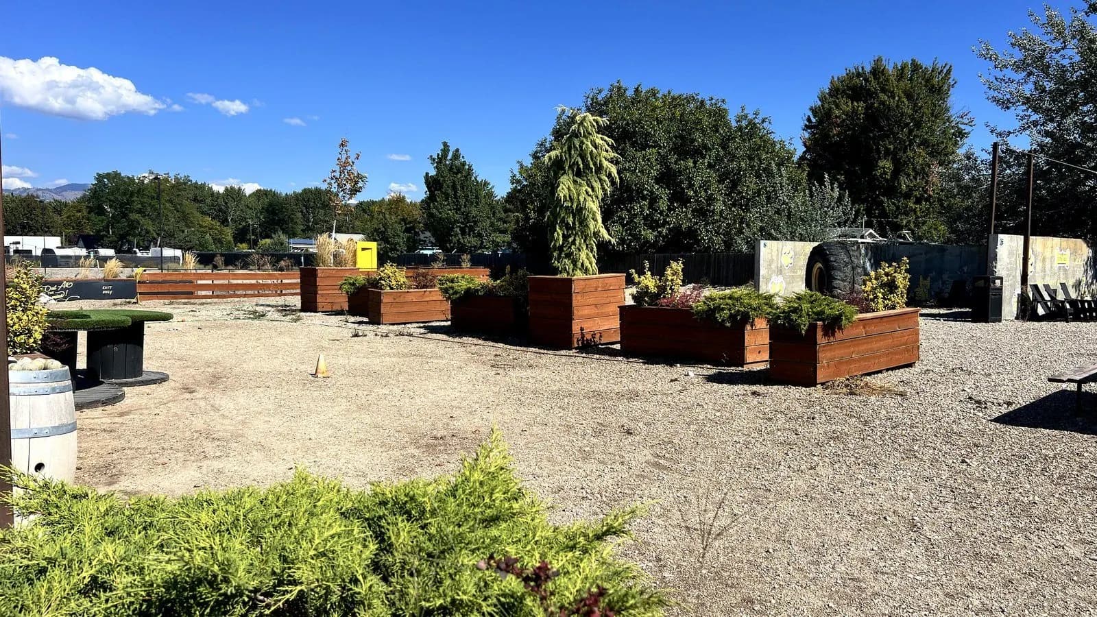 The Yard with planters and shade